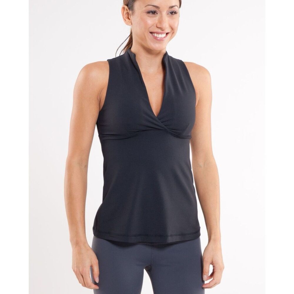 Lululemon Whisper Tank Wet Dry Warm Navy Blue V-Neck Sleeveless Active Athletic